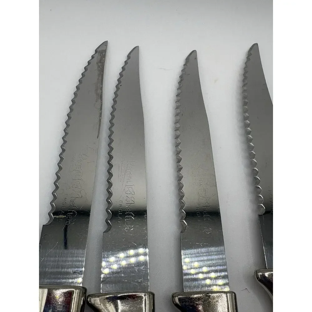 Vintage Regent Sheffield Stainless Steel Steak Knives Set of 6 Made in England